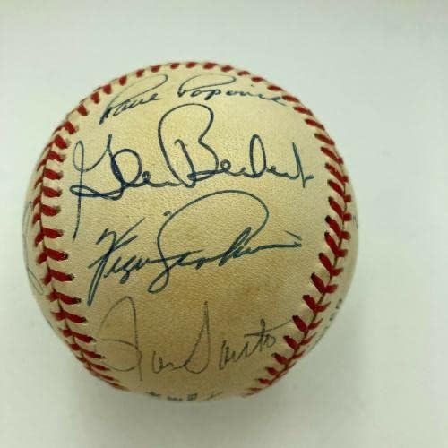 1969 Тимот на Чикаго Кобс потпиша бејзбол Ерни Банки Били Вилијамс Санто ЈСА Коа - Автограм Бејзбол
