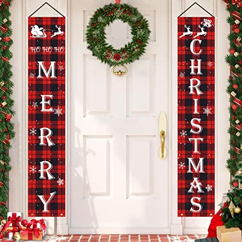 Банер Божиќни украси затворени украси за дома, Божиќни украси за врата од wallидови од отворен двор, Божиќна облека за Божиќ,