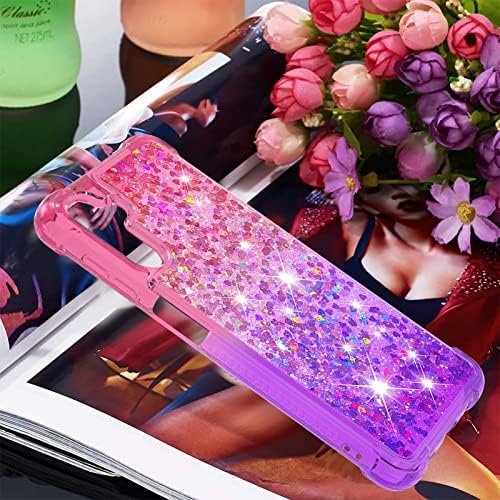 Caiyunl За Samsung Galaxy A14 5G Случај Со Калено Стакло Заштитник На Екранот, Жените Девојки Сјајот Bling Лебдат Течност Симпатична