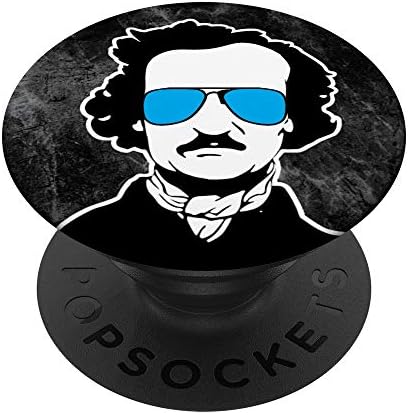 Смешен Едгар Алан По во очила за сонце Литературен готски подарок PopSockets PopGrip: Заменлива зафат за телефони и таблети