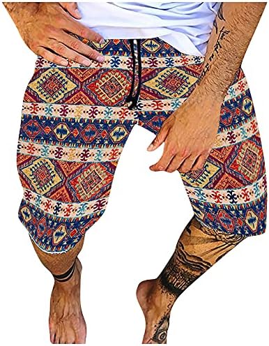 Namtyqx машки шорцеви обични панталони спортски основни џогер модни крпеници за печатење џебови џебови панталони со должина на коленото