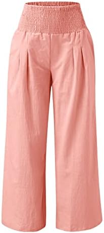 Пантацо панталони за жени лето пукаше со високи половини цветни лабави салон плажа широки панталони со панталони со џебови