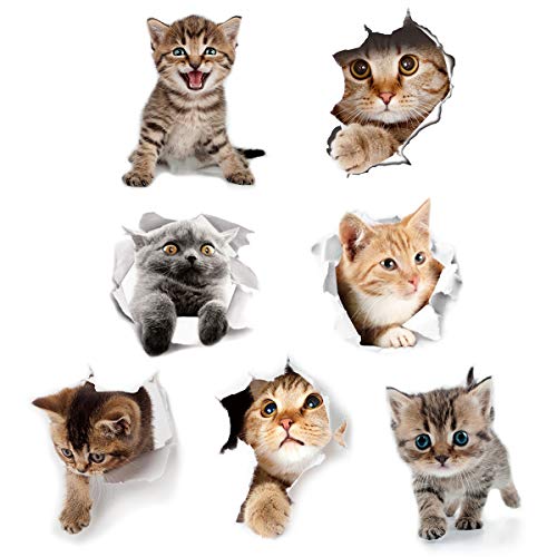 Cieovo 3D отстранливи мачки налепници на големи wallидови Декларации симпатична налепница за животински wallидови за деца слатки