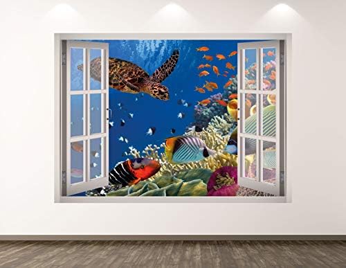 Западната планина аквариум wallидна декорална уметност декор 3Д прозорец желка налепница мурал детска соба обичај подарок BL143