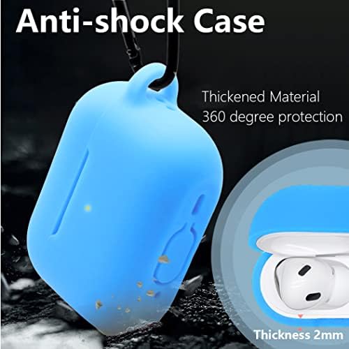 Skziri за AirPods Pro 2022 Case Cover Cover Shock-Absorbing ShockProof Protective Case со карабинер