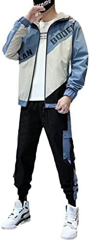 Мажи тренерки хип хоп манс духови одговараат обични тенок вклопување 2 парчиња поставени џемпери со качулка за џемпери и панталони сетови