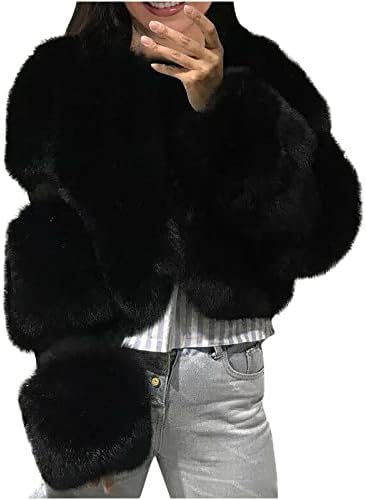 Зимски палто за жени исечена faux крзно јакна Зимско топло плус големина кадифна кардиганска шал јакна за надворешна облека