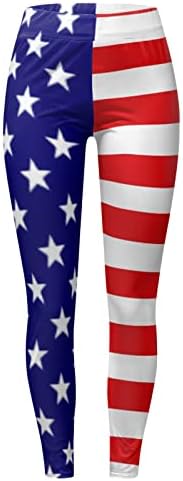 Американско знаме 4 -ти јули женски хеланки контрола на стомакот Контрола на американско знаме јога панталони беспрекорна лесна атлетска еластична хулахопки