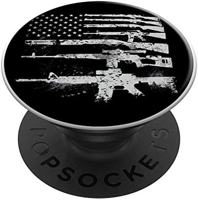 Пиштоли со знаме на САД 2А Втор амандмани со оружје пушки PopSockets PopGrip: Заменлива зафат за телефони и таблети