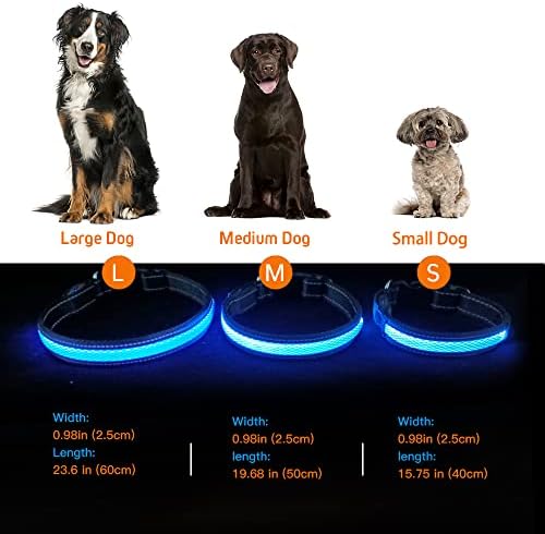 Јака за безбедност на кучиња Asoya Pet LED со USB супер светло куче трепкајќи јака со водоотпорна, 4 бои со 3 големини за мали средни големи кучиња