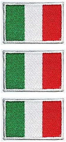 Еднаш x 3 парчиња. Италија знаме извезено апликација железо на шиење на лепенка Италија знаме земја Национална закрпи занаетчиски