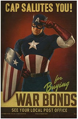 Капчиња за воени обврзници на капетан Америка ве поздравува за купување воени обврзници 11 x 17 постер/лито