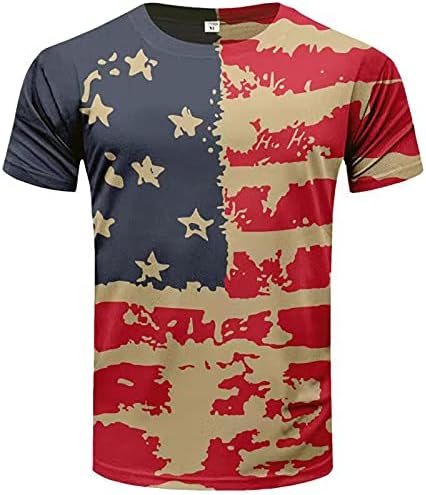УБСТ војник кошули со кратки ракави за мажи, американска маичка со знаме ретро патриотска блуза мускуларна вежба за атлетика