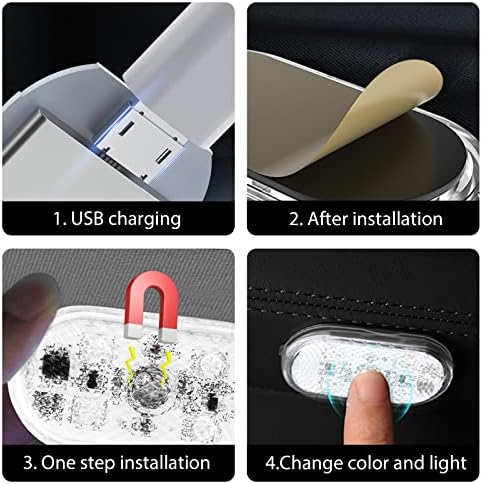 Безжичен светло за автомобили LED светло: yidm 4 парчиња автомобил LED светла за внатрешни работи на внатрешни преносни USB