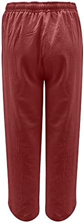 Lcepcy постелнина панталони жени високи половини широки панталони за нозе лабави вклопуваат лесни летни пакувања со џебови