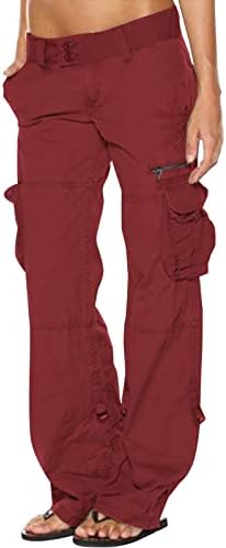Viyw женски товари со цврста боја на половината во боја со џебови тинејџерски девојки модни панталони со долги спортови комбинезори