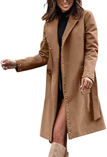 Classенски волна ров ров палто Класичен тенок лапел долга јакна за завиткување на појас палто блуза есен зимски ветровит на надворешната палто
