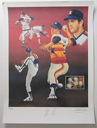 Нолан Рајан Астрос го потпиша Експрес 18x24 Paluso Lithograph Print JSA 140954 - Autographed MLB Art