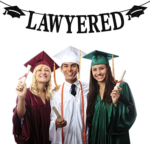 Адвокат Банер Со Капа За Дипломирање, Го Преживеав Правниот Факултет / Готов Сум Декор За Торта, 2023 Дипломирање На Правниот Факултет Тема Забава Декорација Материј?