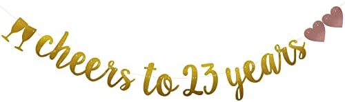 На здравје На 23 Години Банер, Претходно Нанижани, Златни Сјајни Хартиени Венци за 23-ти Роденден / Годишнина Од Свадбата Материјали За Украси За Забави, Не Е Потребно
