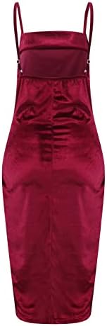 Fragarn Beach Wear For Women 2023, Women'sенски лента за ракави, завиткан од вратот v Recked Slit Party Cocktail Midi сјај фустан