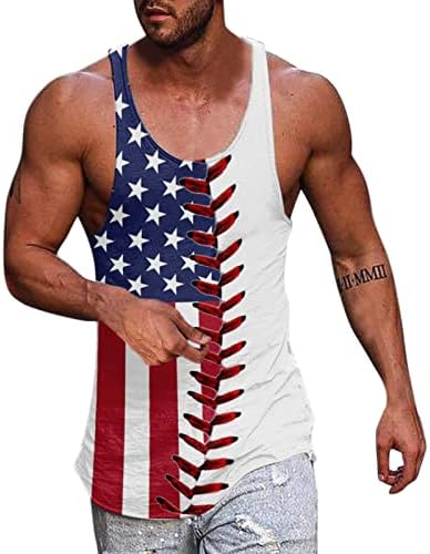 Машко летно бејзбол знаме печатено резервоар врвови Јас ги обликував врвовите на блузата без ракави на вратот за мажи