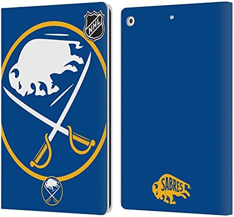 Дизајн на глава за глава официјално лиценциран NHL преголем Бафало Саберс, кожена книга за паричникот, корица, компатибилен со Apple iPad 10.2 2019/2020/2021