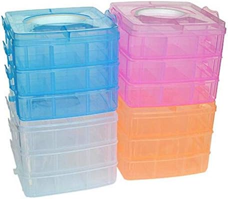 Енкус три -слој преносен занаетчиски монистра кутија за складирање на кутии за чиста пластика прилагодлив за контејнери за накит Организатор 30JY10 -