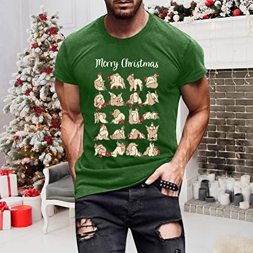 Вокачи Божиќни кратки ракави маици за мажи, грди Божиќни костуми за одмор Смешни графички тренингот тенок вклопувачки врвови