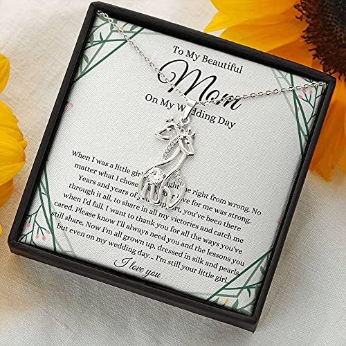 Порака Картичка Накит, Рачно Изработен Ѓердан-Персонализиран Подарок Жирафа, Мајка На Невестата Подарок Од Ќерка Мајка На Невестата
