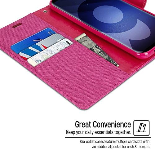 Огрозд Платно Паричник За Saumsung Galaxy S9 Случај, Тексас Секојдневен Стил Дизајнер Направи Изглед Држач За Превртување Картичка Телефонски Капак-Розова