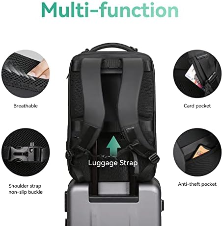 Марк Рајден Бизнис ранец за мажи, водоотпорен ранец со висока технологија со спортски дизајн на облик на автомобили и порта за полнење со USB, ранец на лаптоп