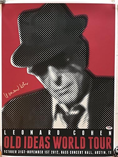 Леонард Коен потпиша постер за концерт Остин Олд идеи турнеја 2012 со PSA DNA COA