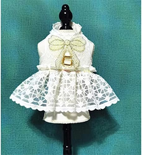 N/A Princess Cog Doss Harness Leash Set Design Bleck White парови Свадба фустан летен бисер лак кученце чипка фустани за елек