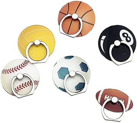 GSHOPV 6 PCS кошаркарски фудбалски мобилен телефон, држач за прстен, прилагодлив Универзален ротира 360 ° и вртења180 ° држач за прстени за прсти за iPhone