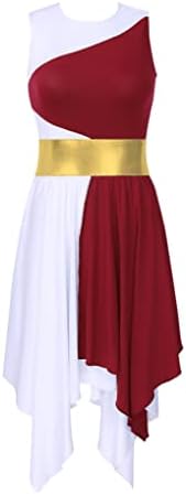Janjean Women Asimmetrical Blood Block Tank фустан Лирски современ танц костум пофалби литургиски фустан