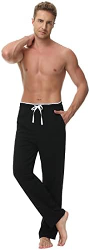 Анјам Памучни Спортски Панталони Секојдневен Дрес Јога Дневни Панталони Џебови Со Врвки Отворено Дно За Мажи