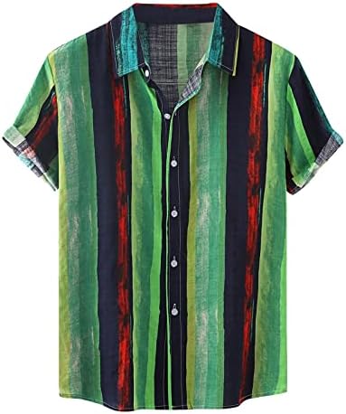 Wybaxz Stripe Switer-Down Snowing Man's Casual Carrested Craided Shorted Printed Mirtsул јака самохрани мажи кошули со кошули со рака долга долга