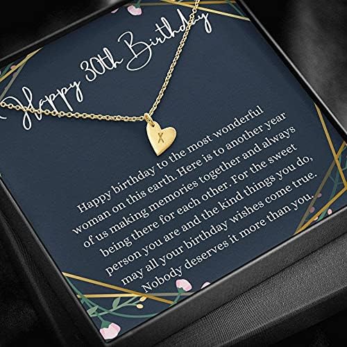 Накит Со Картички за пораки, Рачно Изработен Ѓердан-Персонализирани Иницијали За Подароци Срца, 30-ти Роденден За Нејзиниот