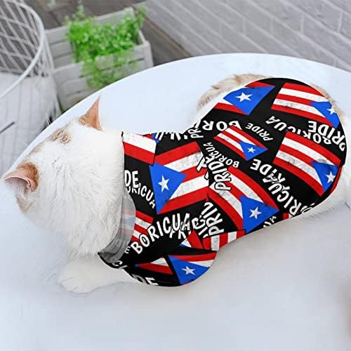 Смешно гроздобер гроздобер борикуа гордост Порто Рикан ПР знаме кучиња дуксето крпа мачка џемпер -облека со капа со капа мека