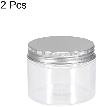 uxcell Јасни Пластични Тегли Со Алуминиумски Капак Со Сребрен Тон, 2 парчиња 10oz/300ml Контејнери За Складирање Тркалезна Храна