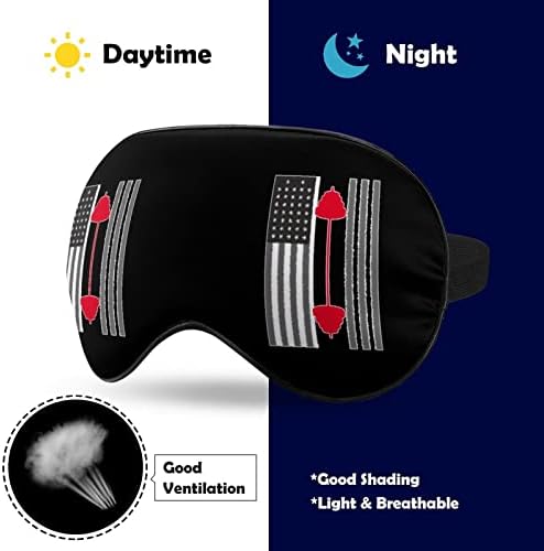 Американско знаме за кревање тежина на сила Смешно спиење маска за очи меко занишано капаче со прилагодлива лента за ноќни очила за мажи за жени