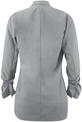 FMCHICO женски обични блејзери отворени предни ракави за работа со долги ракави, тенок јакна блејзер