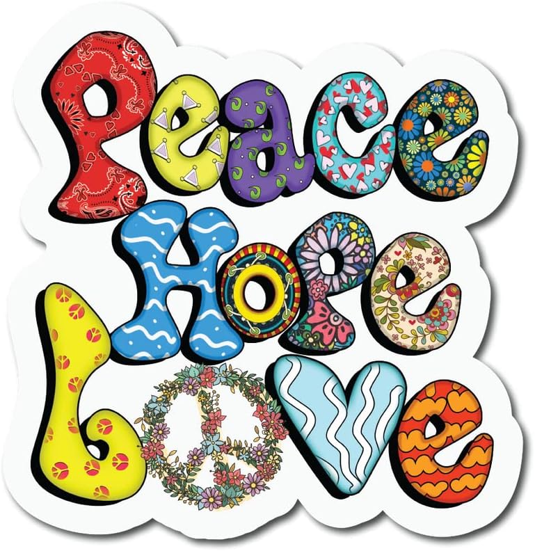 Мир Надеж Љубов / Мировен Знак, Хипи |Одлична Идеја За Подарок|Налепница За Налепници|2 Пакувања|Налепници Од 5 Инчи|С11413