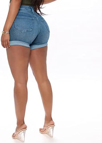 Зепервоба Бермуда шорцеви за жени тексас шорцеви за жени се протегаат со затемнети обични панталони со средно половини за жени за жени