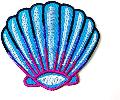 Синиот бисер Sealle Seashell Carting Cartoon1 Лого закрпи шива железо на везена апликација знак знак за лепенка облека костум за облека
