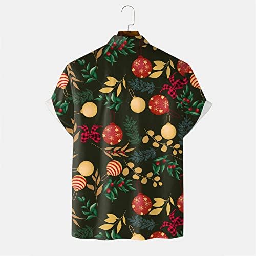 Божиќно копче на Вокачи, кратки кошули со кратки ракави 3Д смешни графички обични хавајски кошула Божиќна забава куглање кошули