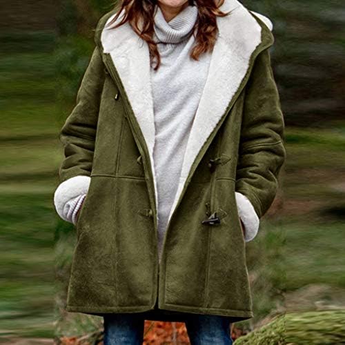 Зимска дневна облека Encanto долга ракав палто жени отворени предни меки цврсти паркики дебели лабави влечење