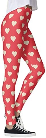 Белешки за Денот на в Valentубените за жени сакаат печати високи издигнувања на јога хеланки меки четкани атлетски панталони