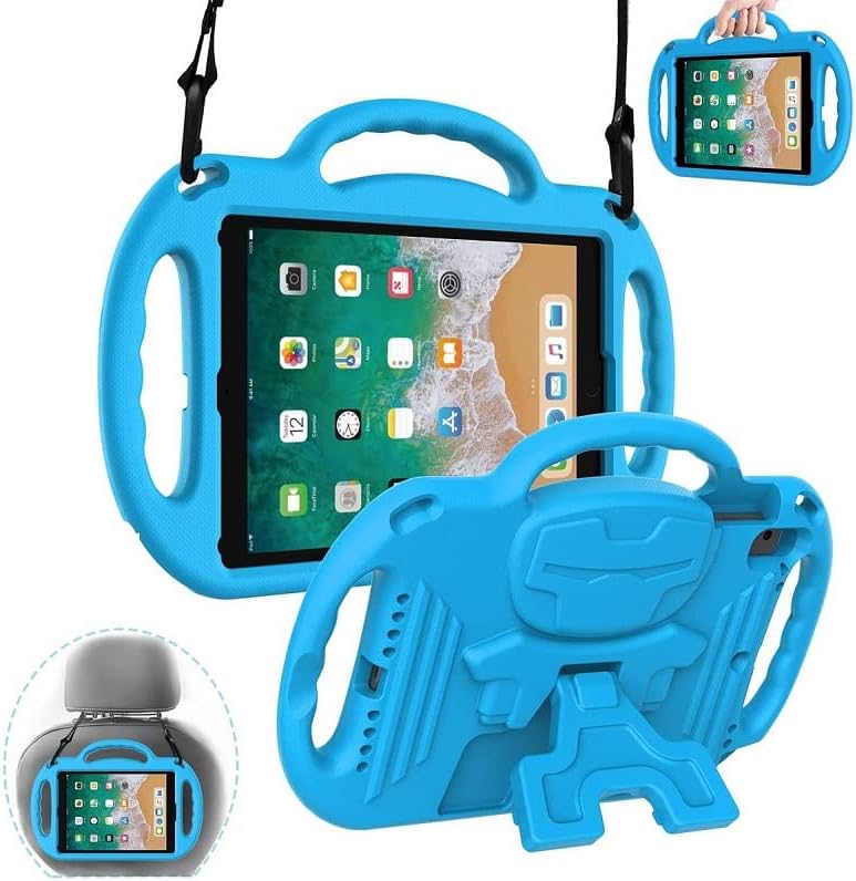 eTopxizu iPad 9.7 Деца Случај, за iPad 6-Ти/5-Та Генерација, Ipad Воздух 2 &засилувач; 1 со Рамо Лента, Shockproof Рачка Kickstand